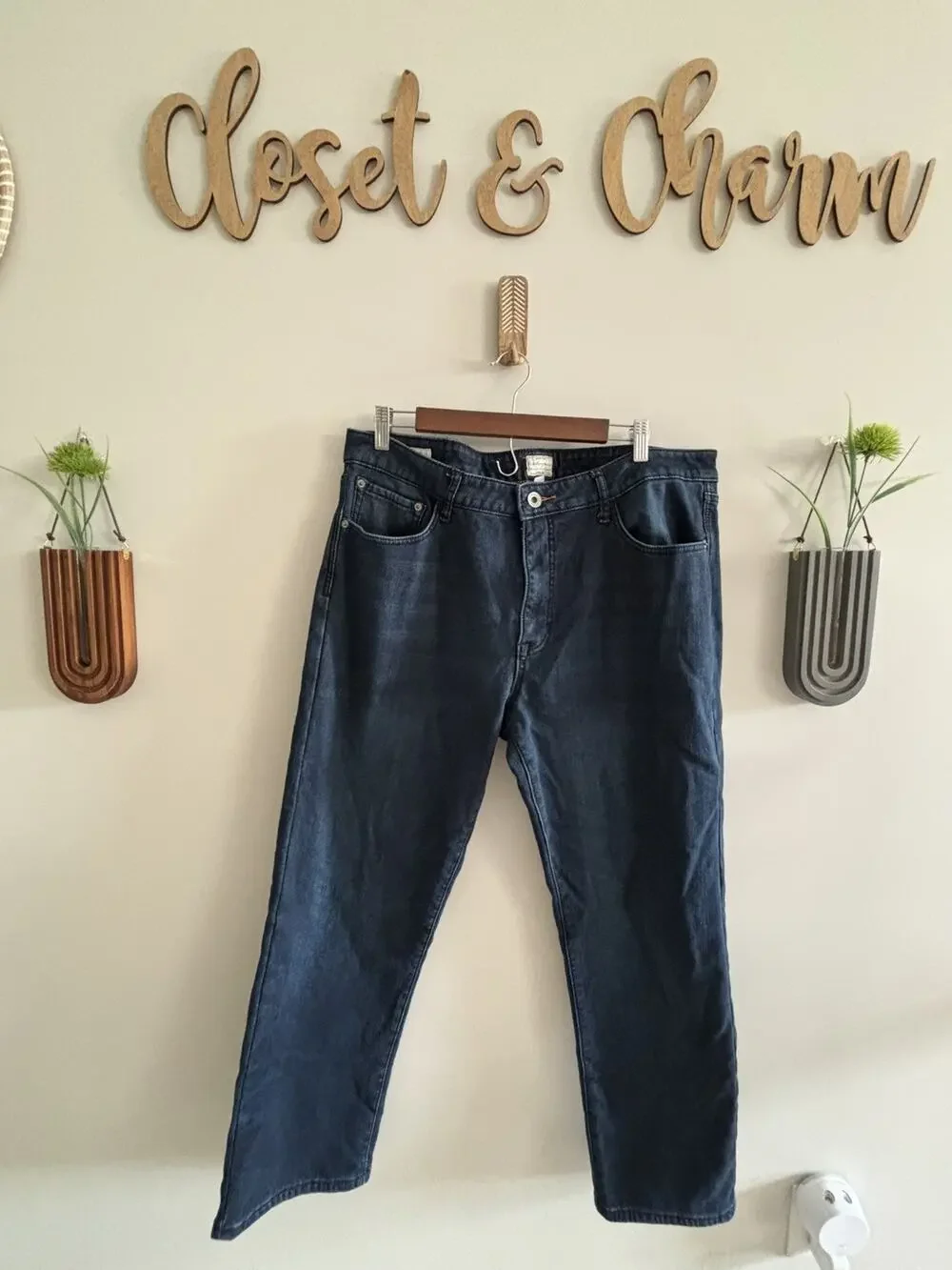Weatherproof Vintage Mens Fleece Lined Jeans 38x30 Dark Wash Blue Regular Fit